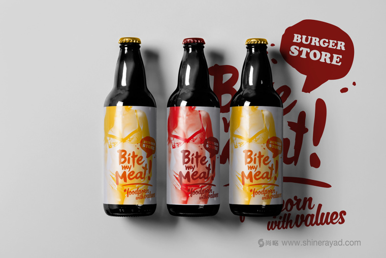 Bite My Meat 漢堡概念餐廳品牌VI視覺形象設計“女性身體篇”-上海品牌設計公司