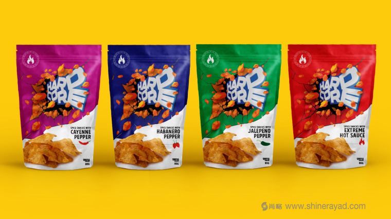 HARDCORE 辛辣口味休閑小零食包裝設計-上海包裝設計公司