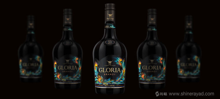 GLORIA BRANDY 白蘭地酒包裝設計孔雀篇-上海包裝設計公司國外酒包裝欣賞