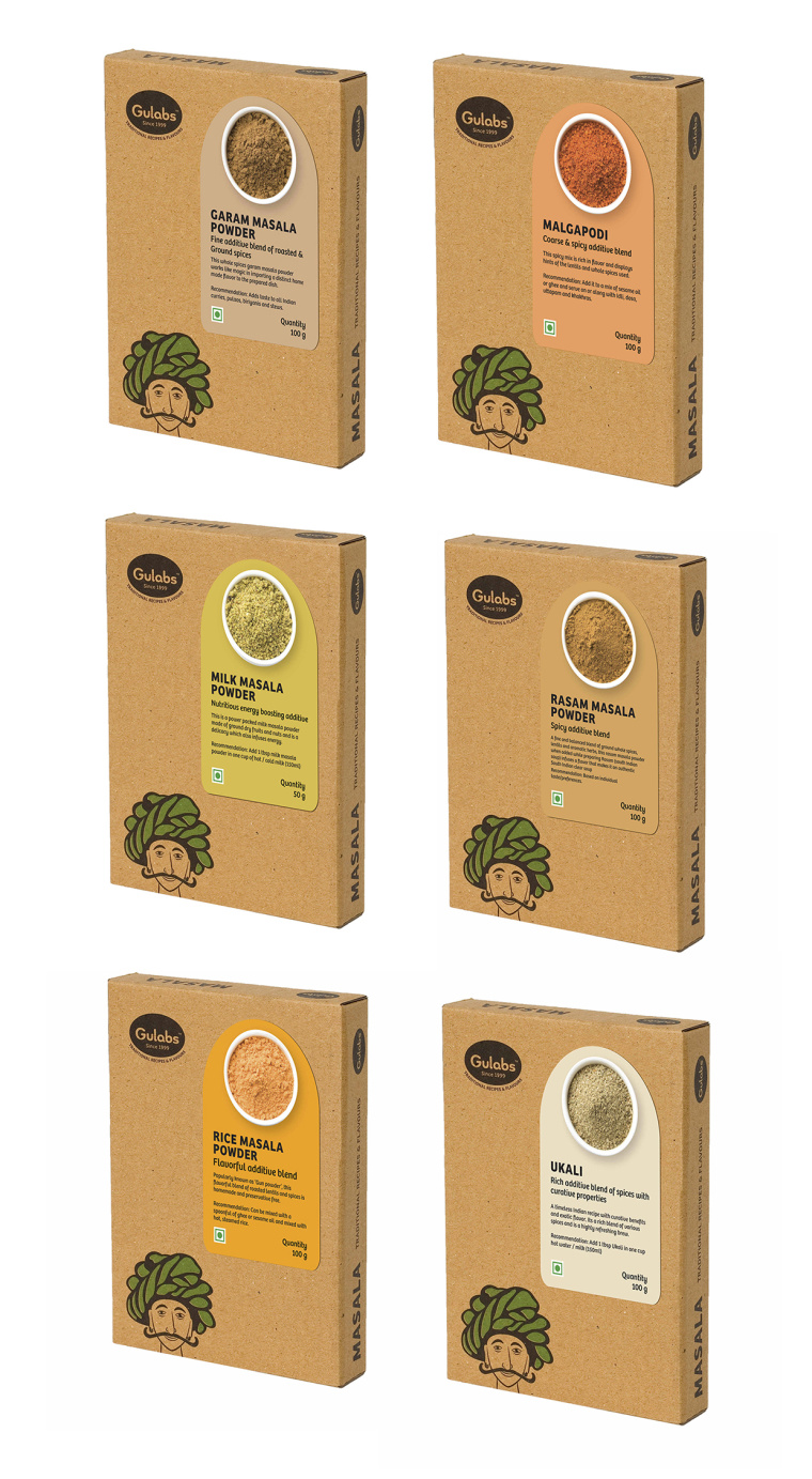 Gulabs 印度食品（零食，調味品和香料）瓦能紙簡約包裝設計-上海包裝設計公司3