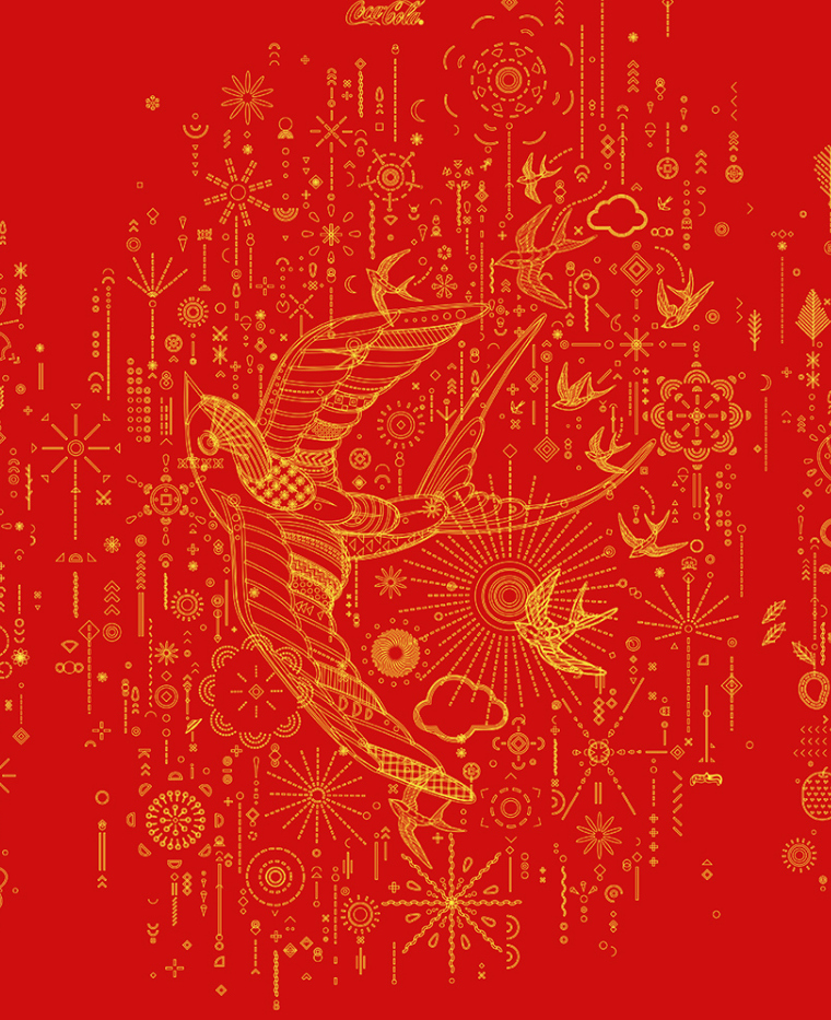 可口可樂2017年越南農歷新年節日限量版“燕子插畫篇”包裝設計-上海包裝設計公司