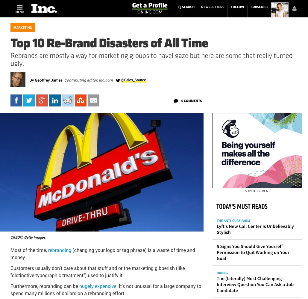 上海logo設計公司分享：世界上最慘重的logo設計和品牌重塑失敗案例-麥當勞