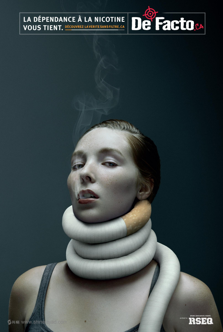 “香煙化身奪命絞繩”戒煙公益廣告創(chuàng)意尼古丁癮君子篇-上海平面廣告設計公司