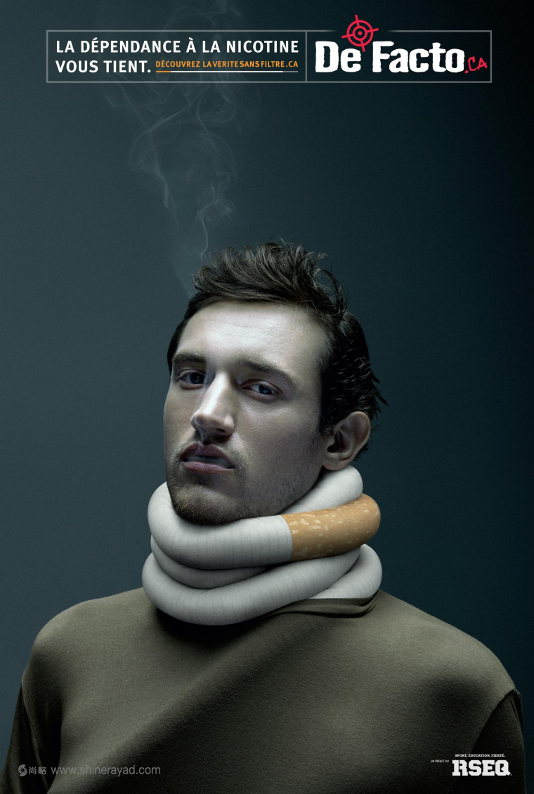 “香煙化身奪命絞繩”戒煙公益廣告創意尼古丁癮君子篇-上海平面廣告設計公司