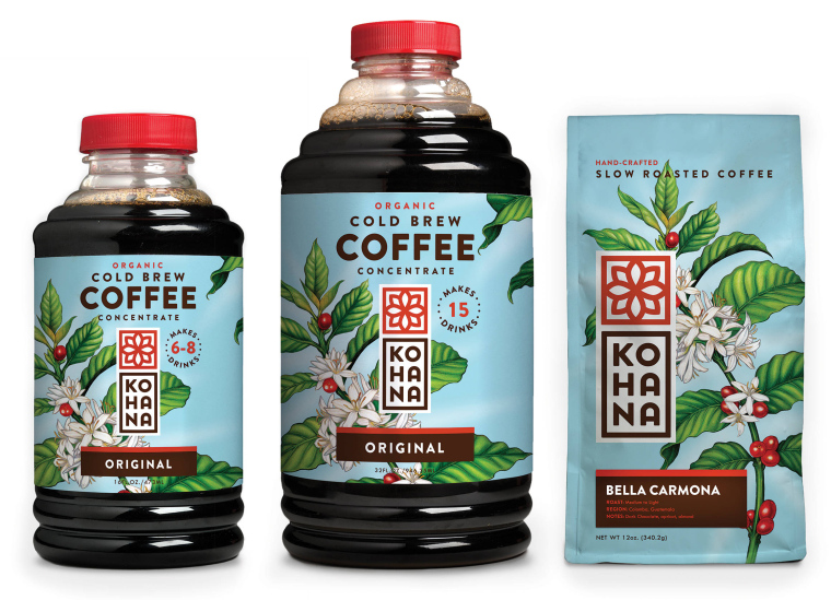 花朵插畫KOHANA咖啡包裝設計上海包裝設計公司