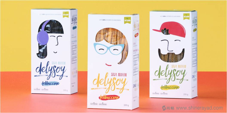 充滿俏皮風(fēng)格的DELYSOY 面條面食包裝設(shè)計(jì)欣賞-上海食品包裝設(shè)計(jì)公司