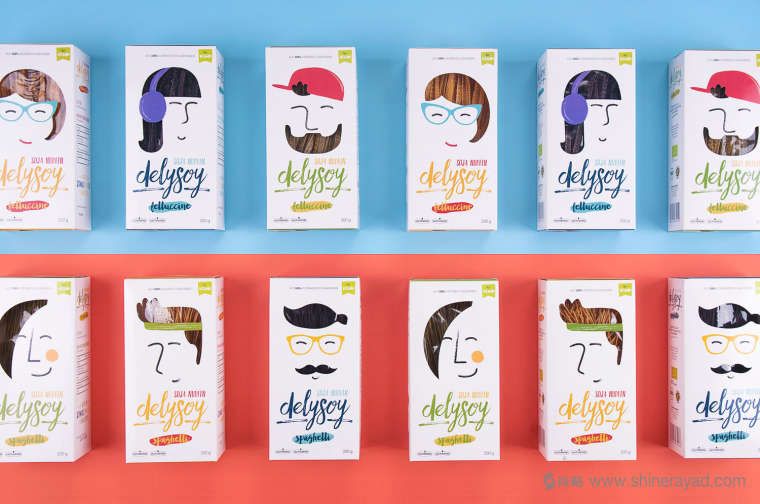 充滿俏皮風格的DELYSOY 面條面食包裝設計欣賞-上海食品包裝設計公司