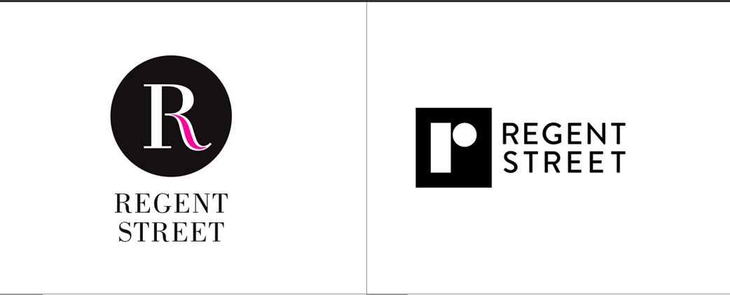 倫敦麗晶街攝政街旅游街道標志設計品牌形象設計-新舊標志對比1