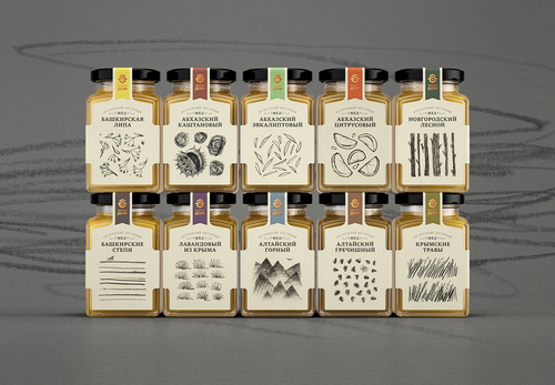鉛筆涂鴉風格AOM蜂蜜包裝設計-上海食品包裝設計公司設計欣賞2