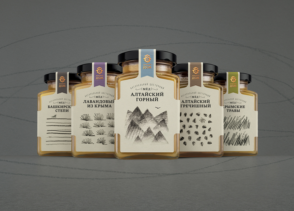 鉛筆涂鴉風格AOM蜂蜜包裝設計-上海食品包裝設計公司設計欣賞3