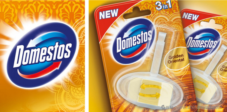 DOMESTOS 3合1廁所馬桶消毒清洗劑標志設計包裝設計-上海標志設計公司-上海包裝設計公司3