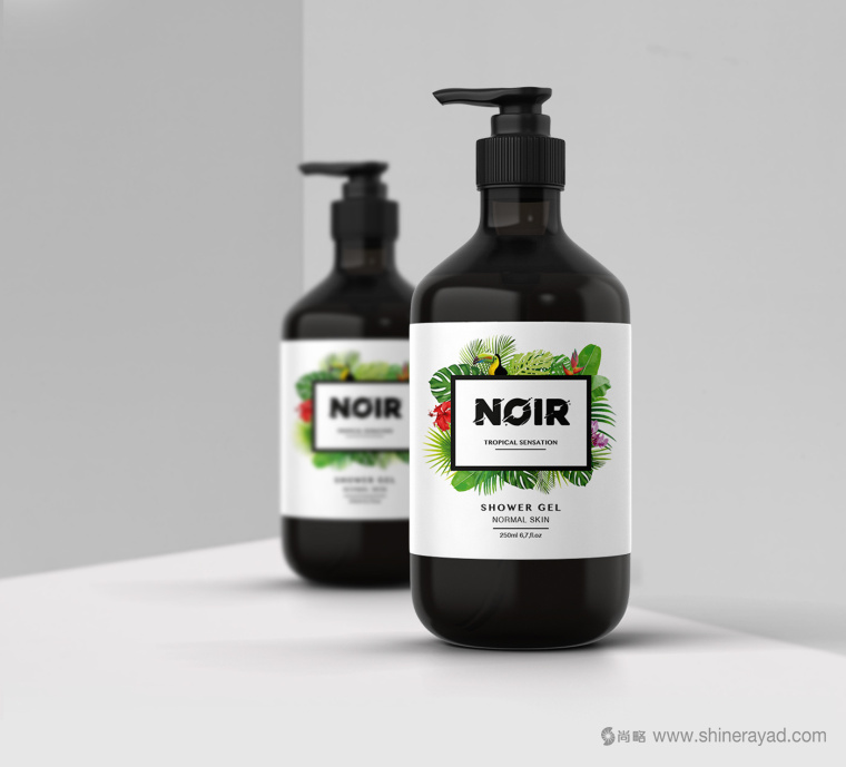熱帶雨林插畫 NOIR 清潔美容產品化妝品包裝設計-上海包裝設計公司2