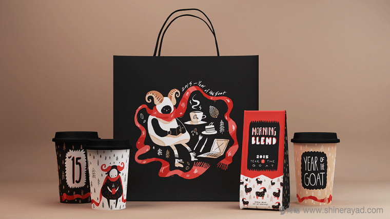 咖啡店羊年品牌形象設計插畫設計-上海餐飲品牌設計公司8