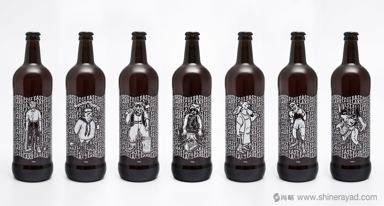 EASTLAKE 黑白工人插畫啤酒包裝設計-尚略上海包裝設計公司設計收藏1