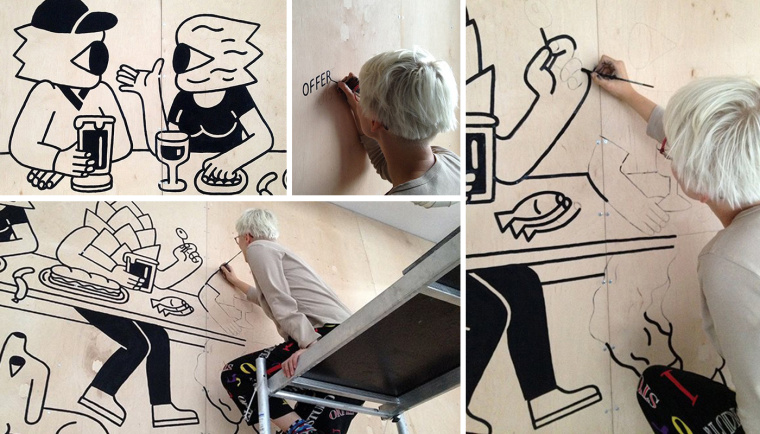 4Hops 啤酒酒吧logo設(shè)計餐廳VI形象線條插畫設(shè)計-上海logo設(shè)計公司設(shè)計收藏8