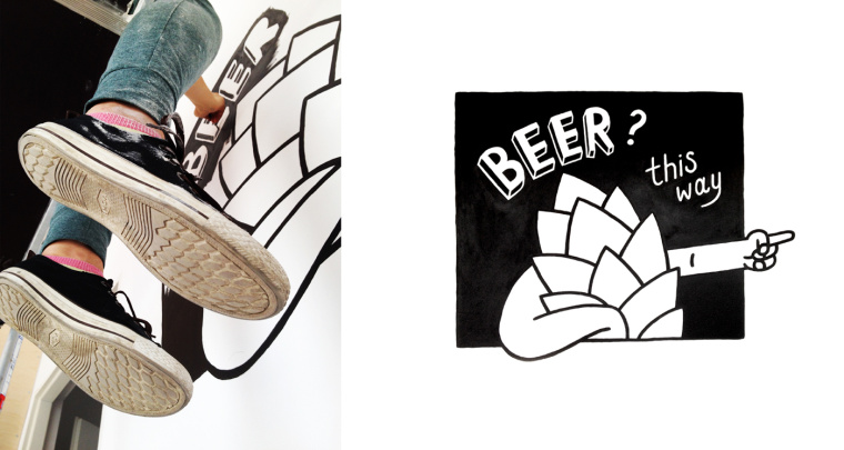 4Hops 啤酒酒吧logo設(shè)計餐廳VI形象線條插畫設(shè)計-上海logo設(shè)計公司設(shè)計收藏9