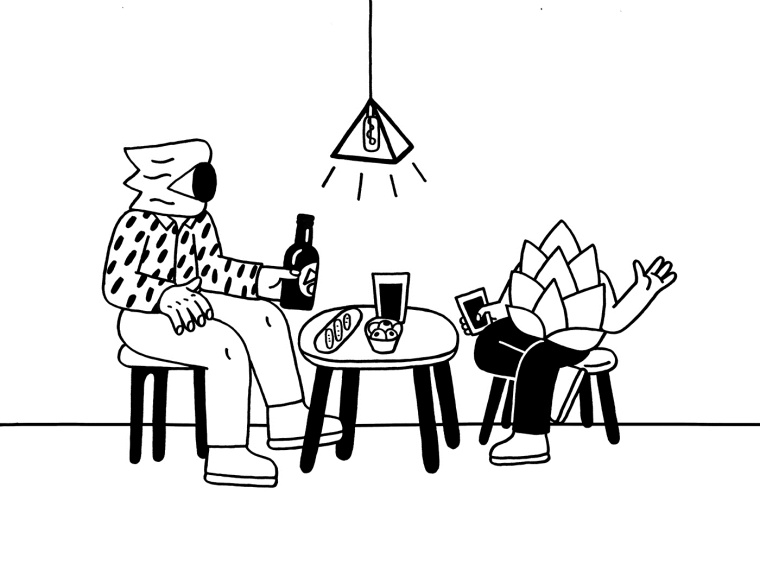 4Hops 啤酒酒吧logo設(shè)計餐廳VI形象線條插畫設(shè)計-上海logo設(shè)計公司設(shè)計收藏3