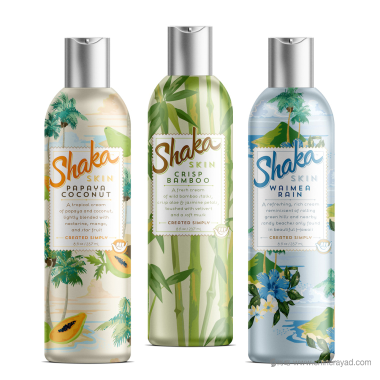 SHAKA 護膚乳包裝設計植物插畫設計-上海化妝品包裝設計公司欣賞2
