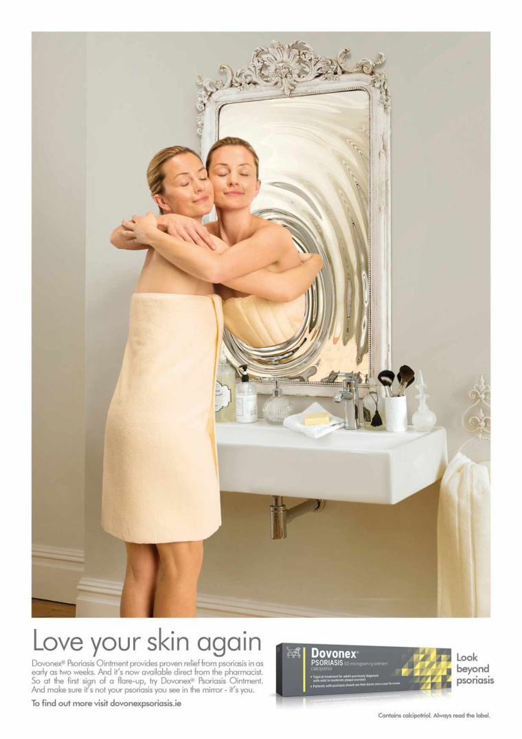 國外藥品廣告欣賞——達(dá)力士Dovonex 軟膏治療牛皮蘚平面廣告創(chuàng)意設(shè)計-上海廣告設(shè)計1