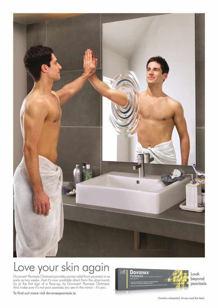 國外藥品廣告欣賞——達力士Dovonex 軟膏治療牛皮蘚平面廣告創意設計-上海廣告設計2