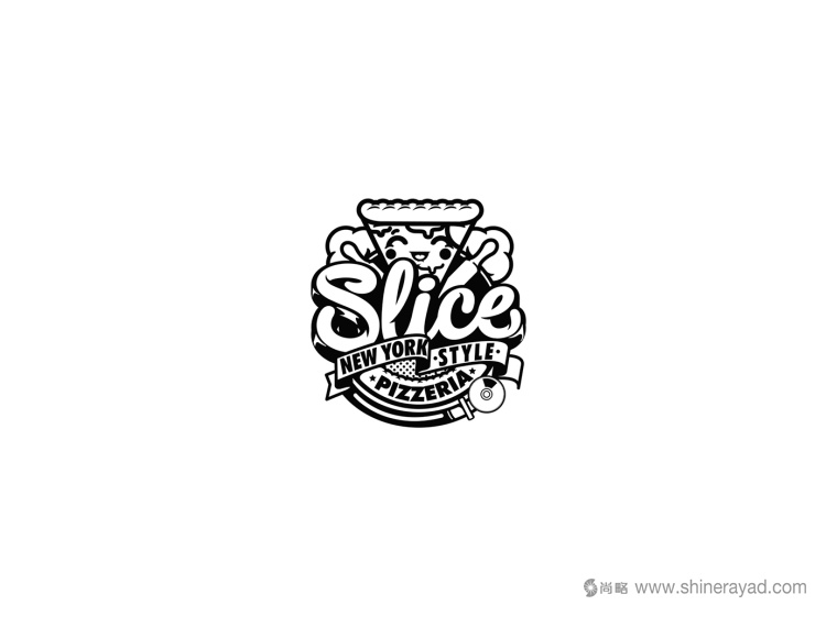 一個充滿食欲的卡通風格slice pizzeria 披薩logo設計-上海logo設計公司4