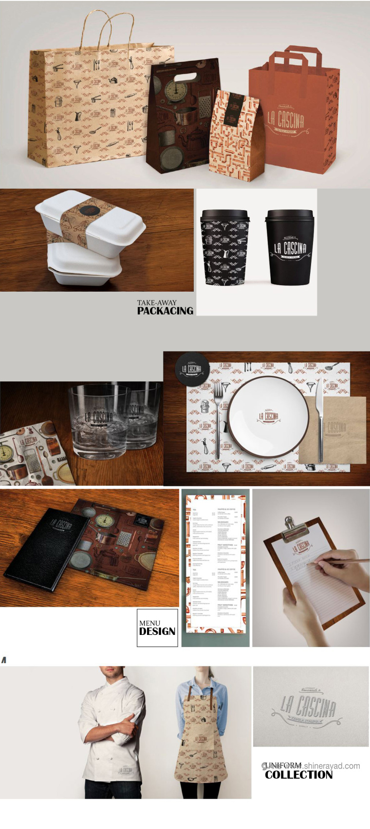 青銅風(fēng)格 LA CASCINA 意大利與法國(guó)融合菜餐廳餐飲品牌VI視覺(jué)形象識(shí)別設(shè)計(jì)-上海VI設(shè)計(jì)公司11