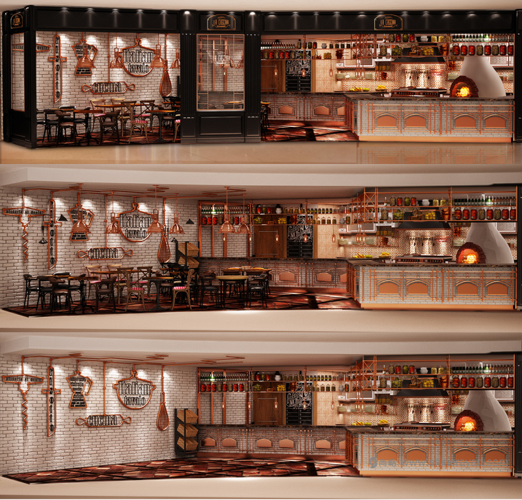 青銅風(fēng)格 LA CASCINA 意大利與法國(guó)融合菜餐廳餐飲品牌VI視覺(jué)形象識(shí)別設(shè)計(jì)餐廳空間裝飾設(shè)計(jì)-上海VI設(shè)計(jì)公司13