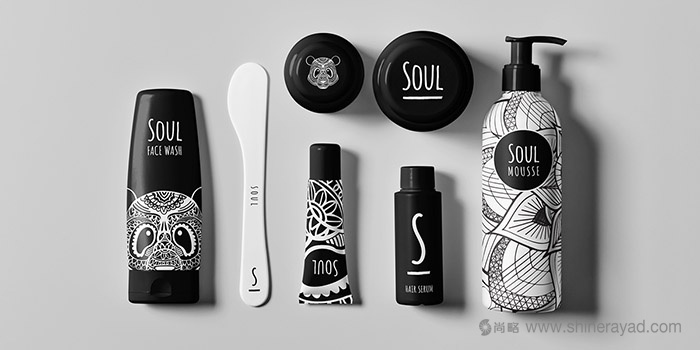 黑白線條插畫設計風格靈魂化妝品包裝設計-上海包裝設計公司1