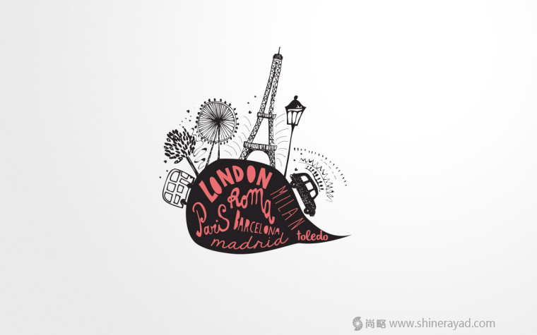 Travel Time 黑白插畫設計-上海品牌策劃設計公司1