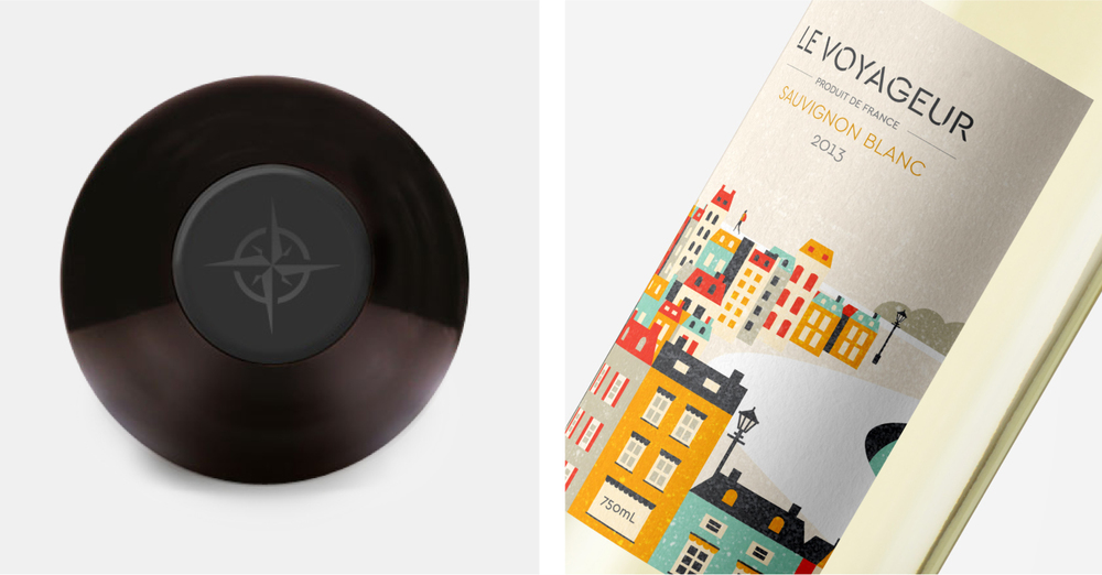 法國 Le Voyageur 葡萄酒酒標設計風景插畫設計-上海包裝設計公司欣賞4
