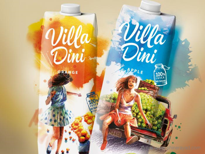 上海包裝設計-Villa Dini 水墨風格水果飲料包裝設計插畫設計3