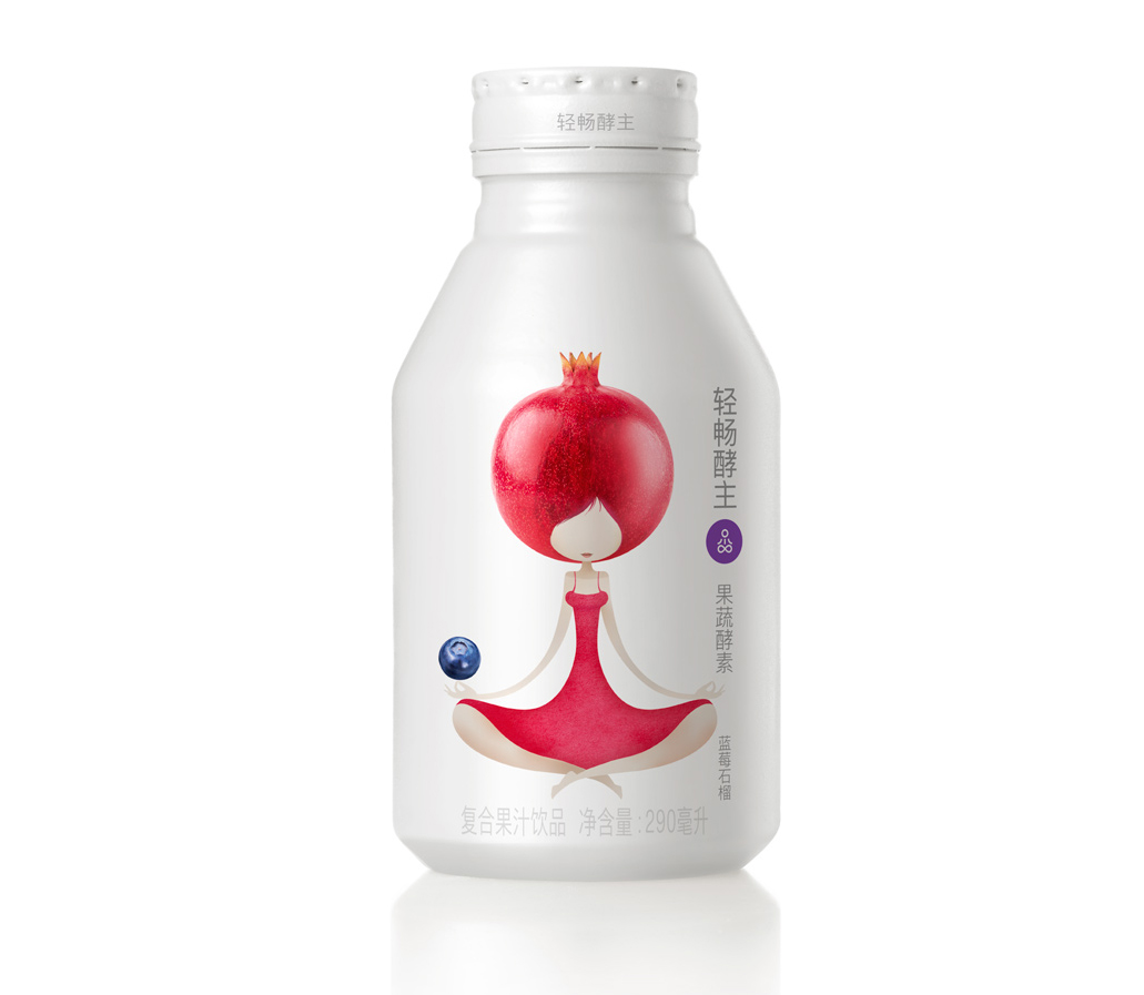 輕暢酵主酵素果汁飲料人物水果創(chuàng)意插畫包裝設(shè)計-上海包裝設(shè)計公司收藏賞析3