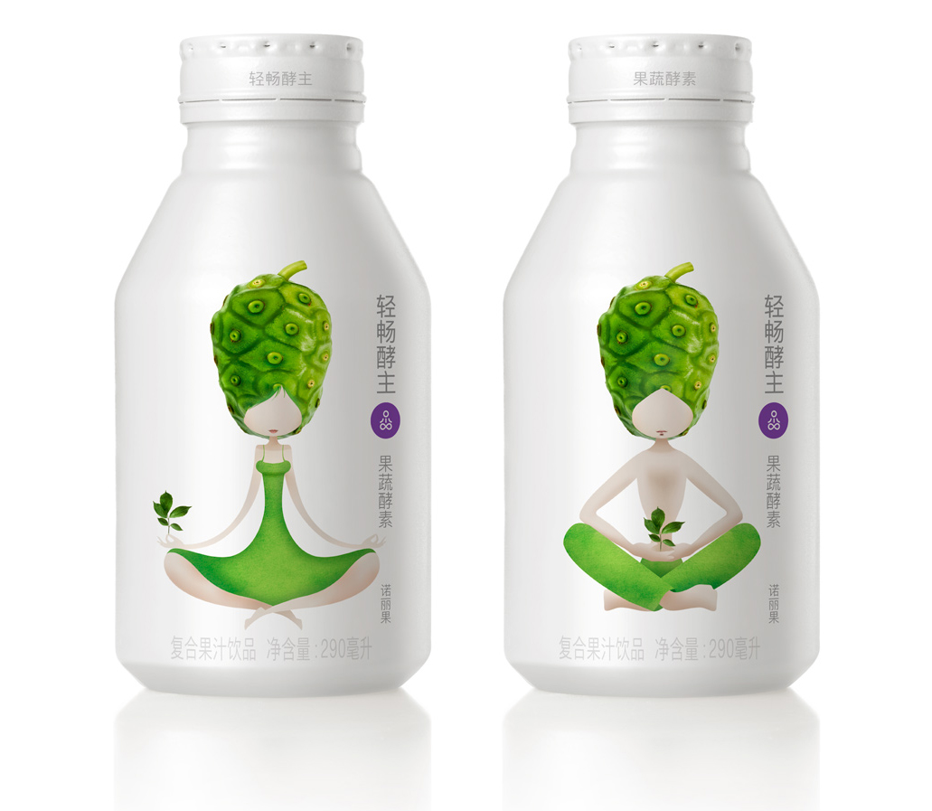輕暢酵主酵素果汁飲料人物水果創(chuàng)意插畫包裝設(shè)計-上海包裝設(shè)計公司收藏賞析2
