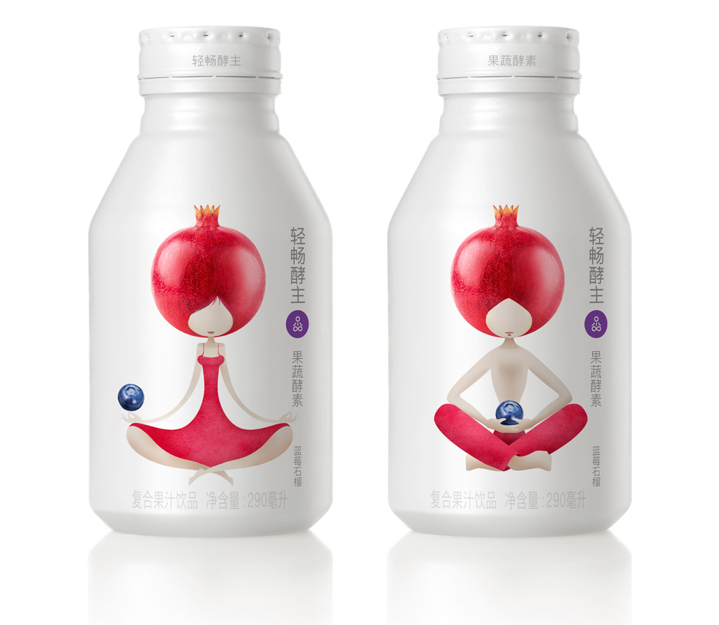 輕暢酵主酵素果汁飲料人物水果創(chuàng)意插畫包裝設(shè)計-上海包裝設(shè)計公司收藏賞析4