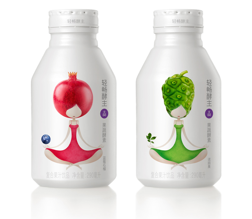輕暢酵主酵素果汁飲料人物水果創(chuàng)意插畫包裝設(shè)計-上海包裝設(shè)計公司收藏賞析5