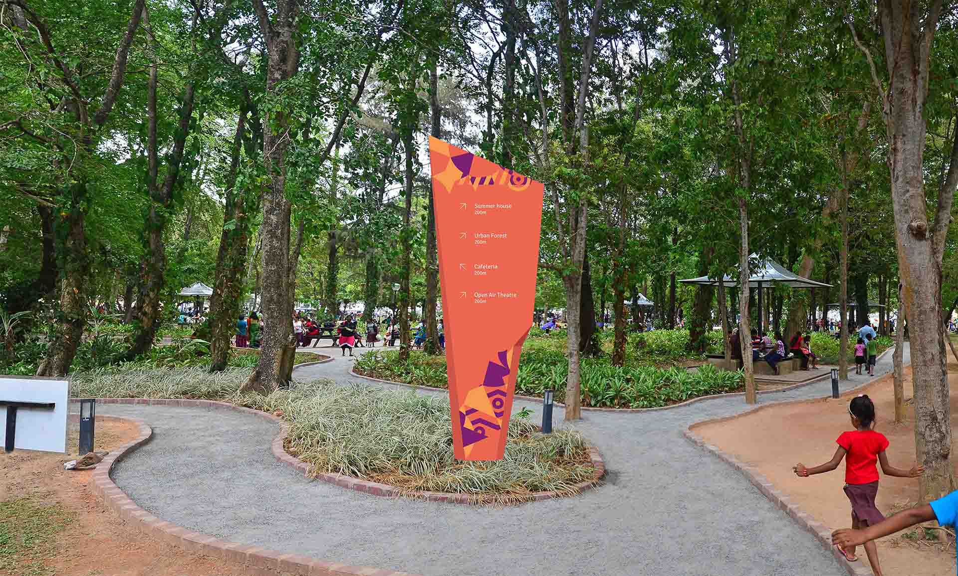 斯里蘭卡科倫坡2024年申奧“夢幻幾何圖案”風品牌視覺形象設計欣賞--導視牌設計