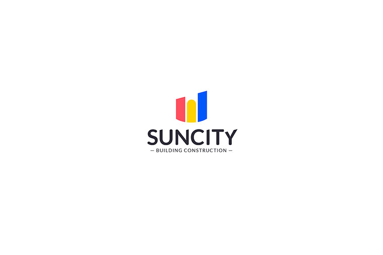 幾何圖形風格SUNCITY 建筑施工公司標志設計-上海標志設計公司