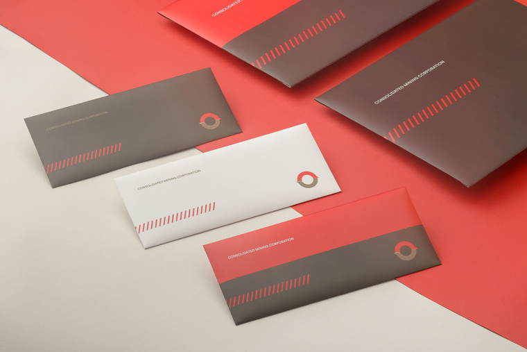 協調色風格CMC 礦業公司企業VIS視覺識別系統-VI設計-邀請函封套設計