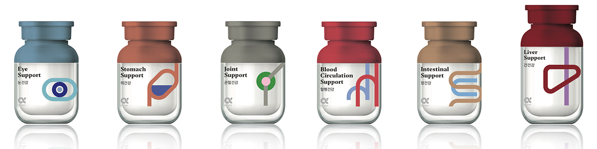 幾何人體器官圖標風格的KGK 營養保健品品牌包裝設計