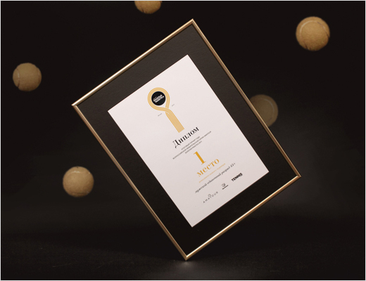 ‘金球獎’網球大賽賽事金色線條金球拍LOGO設計-上海logo設計公司