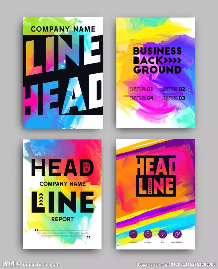 2018平面設計師必知的版式設計方法和趨勢-顏色漸變√ ，色彩堆疊O