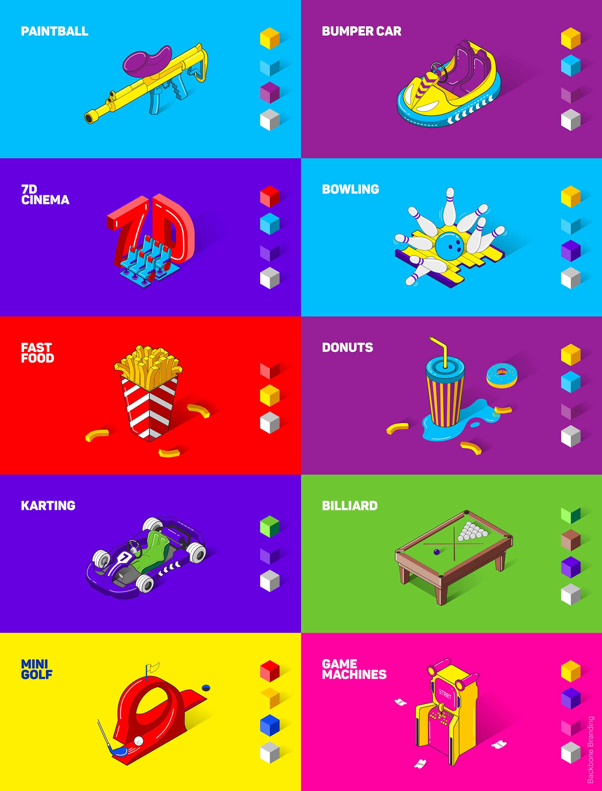 矢量圖畫風格Play City 娛樂公園vi形象設計——展現游戲與現實交融