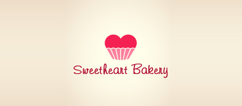 表達愛情愛心的心形logo設計-甜心面包店