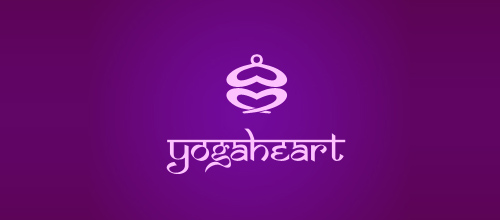 表達愛情愛心的心形logo設計-心形瑜伽logo