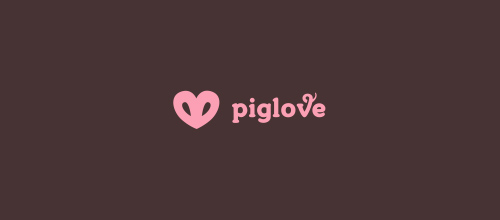 表達愛情愛心的心形logo設計-PIGLOVE