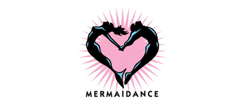 表達愛情愛心的心形logo設計-MERMAIDANCE 人+心