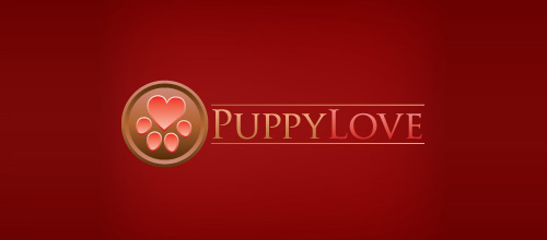 表達愛情愛心的心形logo設計-小狗的愛