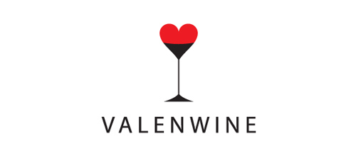 表達愛情愛心的心形logo設計-SHOPLOVER酒杯+心-紅酒logo