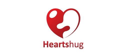 表達愛情愛心的心形logo設計-HEARTS HUG擁抱心