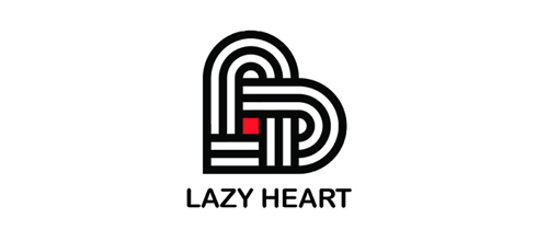 表達愛情愛心的心形logo設計-懶惰的心